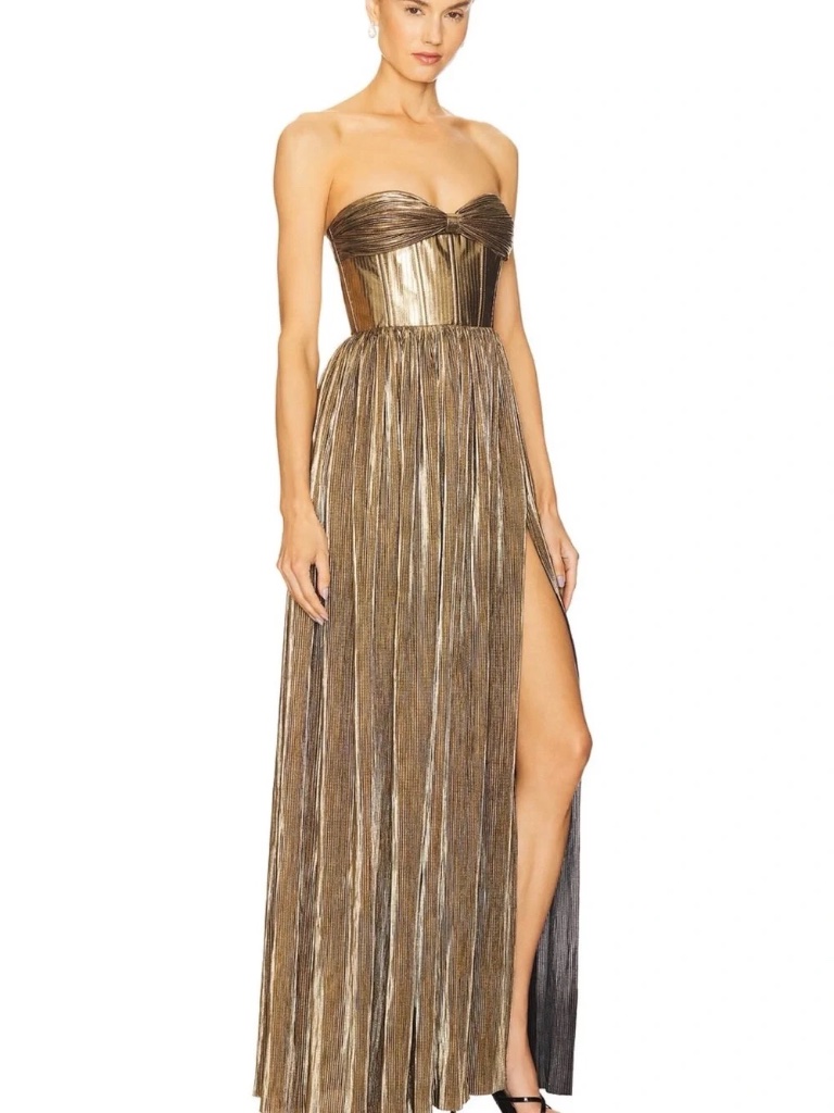Bronx And Banco Strapless Gold Gown Xl Never Worn New